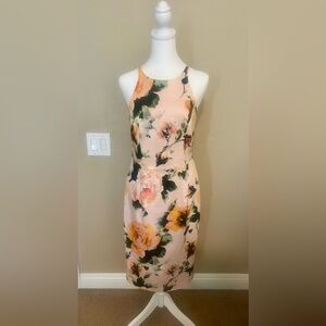 Black Halo Orange Pink Sheath Midi Dress